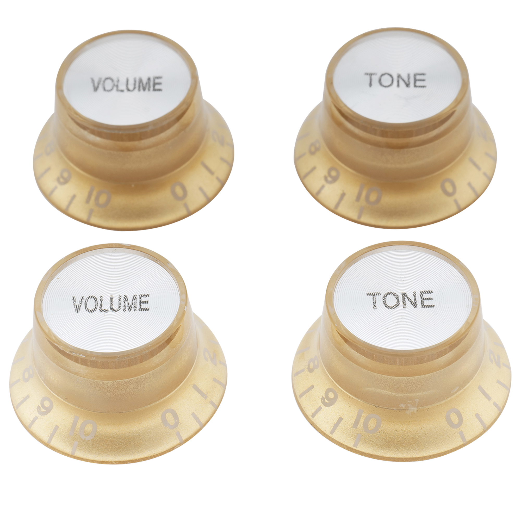 Musiclily Plastic Metric 2 Volume 2 Tone Control Knobs for Les Paul Guitar, Gold